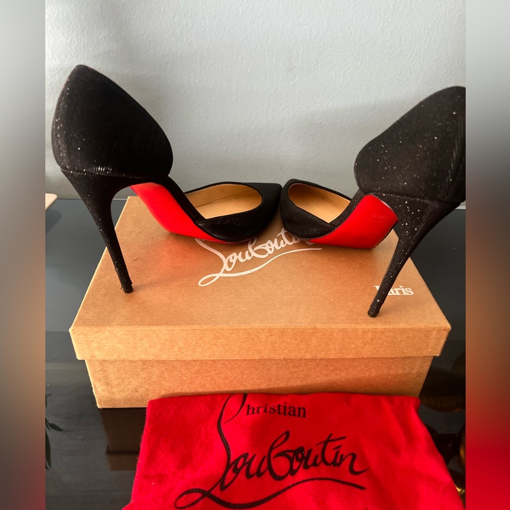 Christian Louboutin Black Glitter IRIZA Christian Louboutin 40 1/2 ⚡️⚡️ - Picture 4 of 11